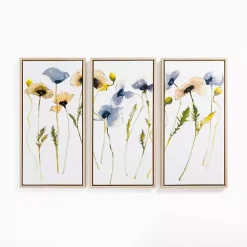 Hot Kirklands Home Blue & Yellow Stems Framed Canvas Prints, Set of 3