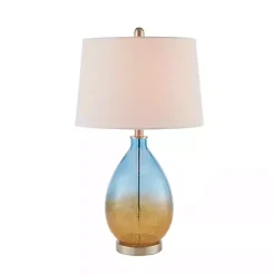 Clearance Kirklands Home Blue and Amber Glass Table Lamps, Set of 2 White