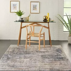 New Kirklands Home Blue and Beige Tally Textured Area Rug, 5x7