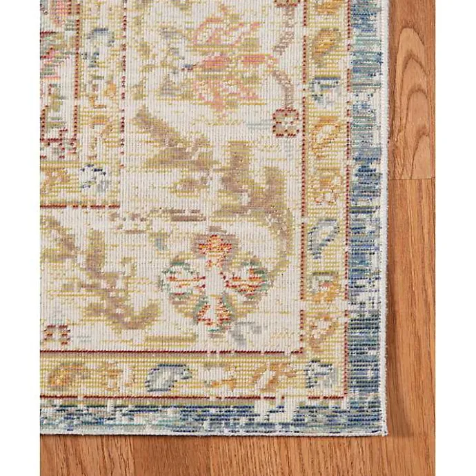 Best Kirklands Home Blue and Beige Vintage Border Area Rug, 2x3