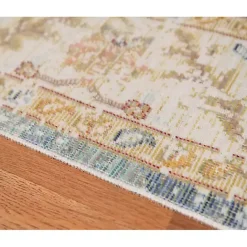 Best Kirklands Home Blue and Beige Vintage Border Area Rug, 2x3