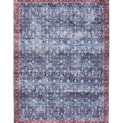 Clearance Kirklands Home and Brick Floral Washable Area Rug, 5x7 Blue