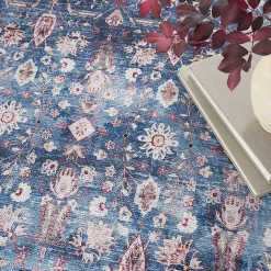 Clearance Kirklands Home and Brick Floral Washable Area Rug, 5x7 Blue