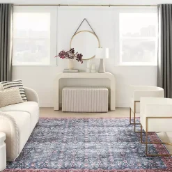 Clearance Kirklands Home and Brick Floral Washable Area Rug, 5x7 Blue