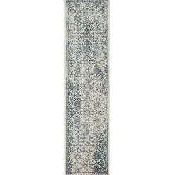 Kirklands Home Blue and Cream Granary Runner, 2x8