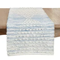 Discount Kirklands Home and Cream Textured Diamonds Table Runner Blue