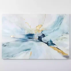 Best Kirklands Home Blue and Gold Abstract Canvas Art Print, 48x32 in.