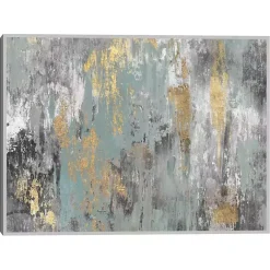 Kirklands Home Blue and Gold Ikat Framed Canvas Art Print