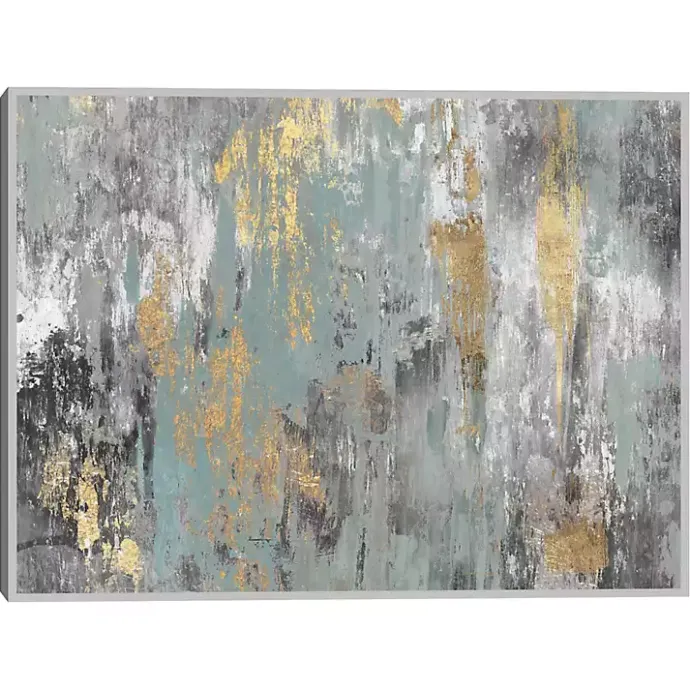 Kirklands Home Blue and Gold Ikat Framed Canvas Art Print