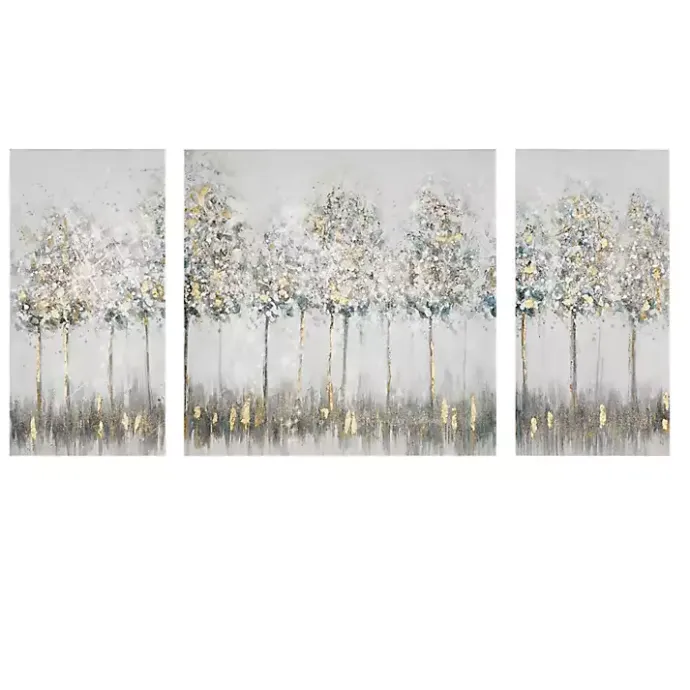 Best Kirklands Home Blue and Gold Trees Canvas Art Prints, Set of 3