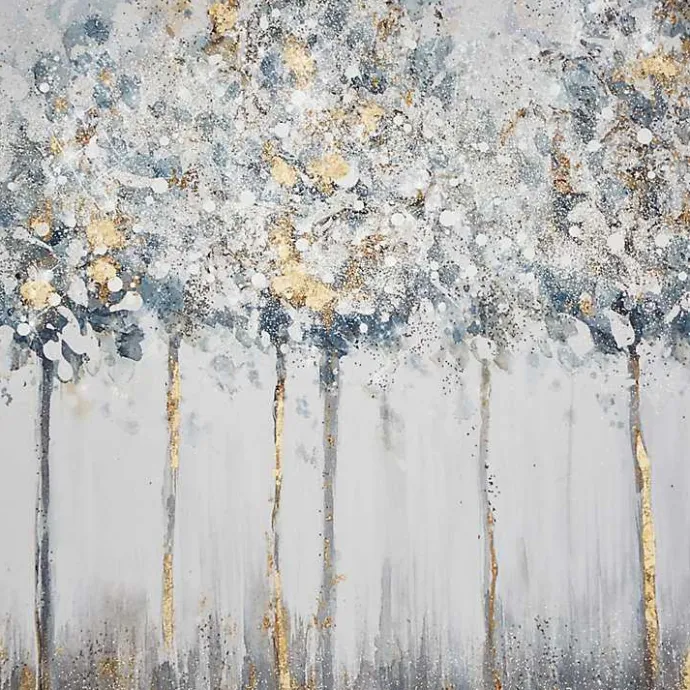 Best Kirklands Home Blue and Gold Trees Canvas Art Prints, Set of 3