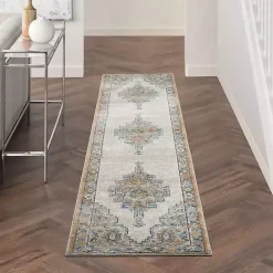Sale Kirklands Home Blue and Gray Bordered Trina Runner