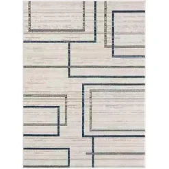 Outlet Kirklands Home Blue and Gray Contemporary Geo Area Rug, 5x7