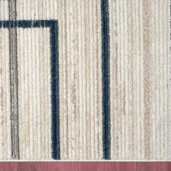 Outlet Kirklands Home Blue and Gray Contemporary Geo Area Rug, 7x9