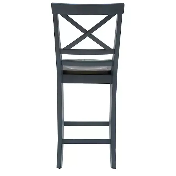New Kirklands Home Blue and Gray Wood Aliza Counter Stools, Set of 2