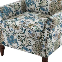 Online Kirklands Home Blue and Green Floral Upholstered Accent Chair