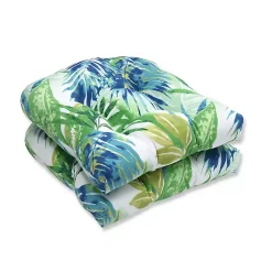 New Kirklands Home Blue and Green Soleil Wicker Cushions, Set of 2