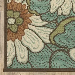 Outlet Kirklands Home Blue and Ivory Flowers Outdoor Area Rug, 3x5