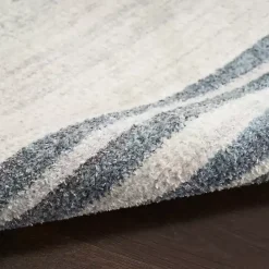 Discount Kirklands Home Blue and Ivory Linear Moons Runner, 2x8