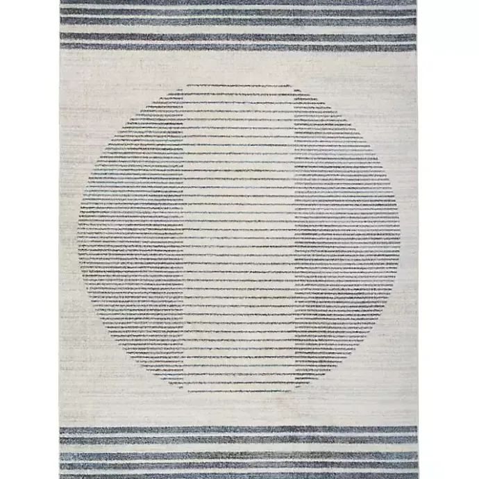 Hot Kirklands Home Blue and Ivory Linear Orb Washable Area Rug, 5x7