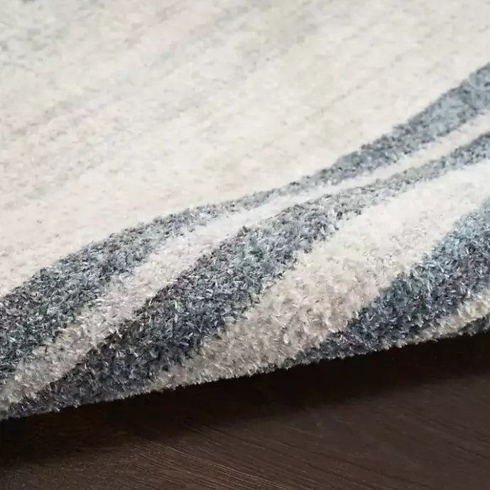 Hot Kirklands Home Blue and Ivory Linear Orb Washable Area Rug, 5x7