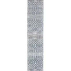 New Kirklands Home Blue and Ivory Moroccan Trellis Runner