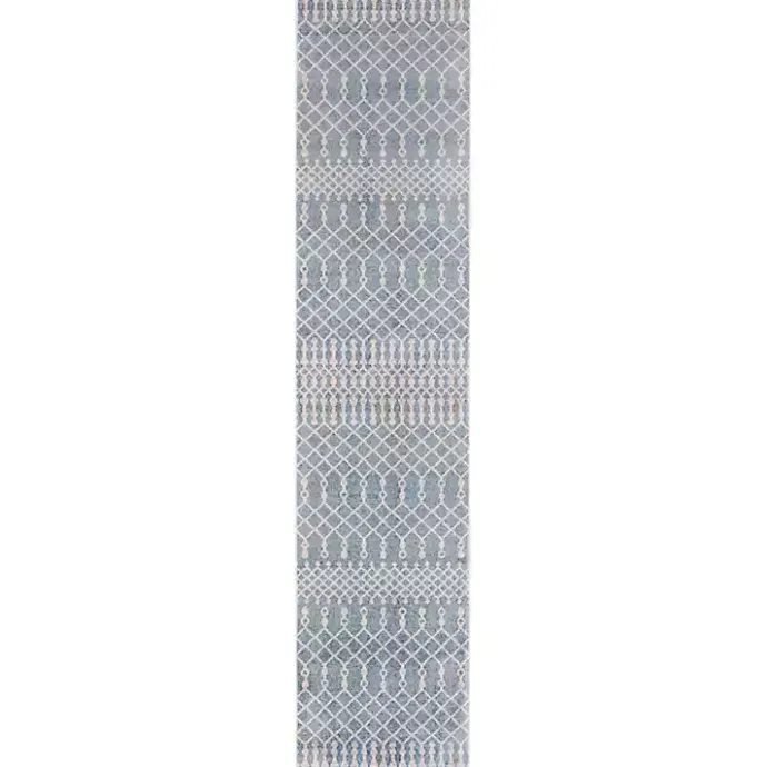 New Kirklands Home Blue and Ivory Moroccan Trellis Runner