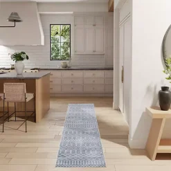 New Kirklands Home Blue and Ivory Moroccan Trellis Runner