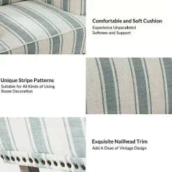 Discount Kirklands Home Blue and Ivory Striped Accent Chair
