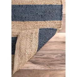 Discount Kirklands Home Blue and Natural Stripe Area Rug, 5x8
