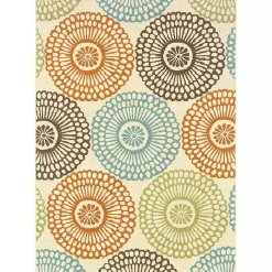 Outlet Kirklands Home Blue and Orange Circles Outdoor Area Rug, 6x9
