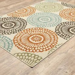 Outlet Kirklands Home Blue and Orange Circles Outdoor Area Rug, 6x9