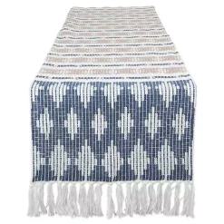 Discount Kirklands Home Blue and Stone Diamond Table Runner, 108 in.