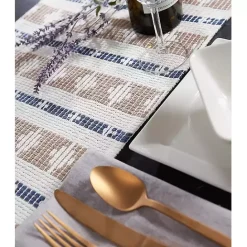 Discount Kirklands Home Blue and Stone Diamond Table Runner, 108 in.