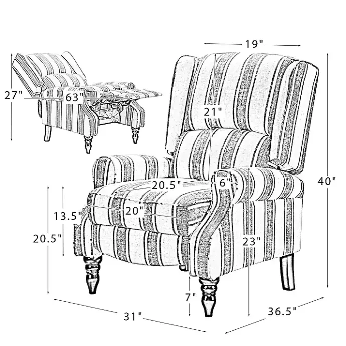 Online Kirklands Home Blue and Tan Stripe Traditional Recliner