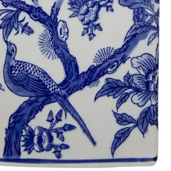 Kirklands Home Blue and Bird Pattern Table Lamp White
