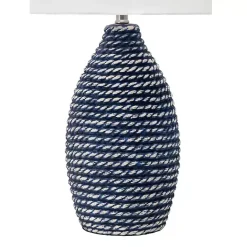 Outlet Kirklands Home Blue and Ceramic Faux Rope Table Lamp White