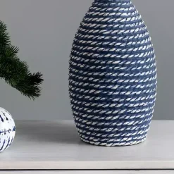Outlet Kirklands Home Blue and Ceramic Faux Rope Table Lamp White