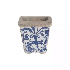 Kirklands Home Blue and White Ceramic Flower Pots, Set of 3