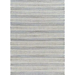 Kirklands Home Blue and White Chevron Jute Area Rug, 8x10