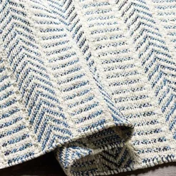 Kirklands Home Blue and White Chevron Jute Area Rug, 8x10
