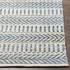 Kirklands Home Blue and White Chevron Jute Area Rug, 8x10