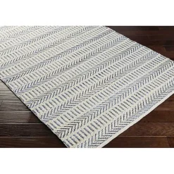 Kirklands Home Blue and White Chevron Jute Area Rug, 8x10