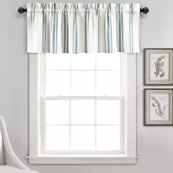 Discount Kirklands Home Blue and White Farmhouse Stripe Valance