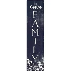 Hot Kirklands Home and White Floral Personalized Porch Board Blue