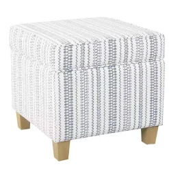Clearance Kirklands Home Blue and White Hometown Striped Storage Ottoman