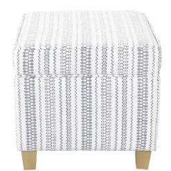 Clearance Kirklands Home Blue and White Hometown Striped Storage Ottoman