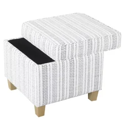 Clearance Kirklands Home Blue and White Hometown Striped Storage Ottoman