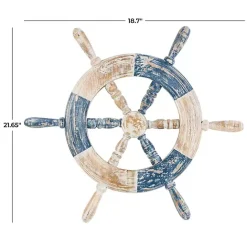 Outlet Kirklands Home Blue and White Ship Wheel Wall Plaque