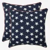 New Kirklands Home Blue and White Stars Outdoor Pillows, Set of 2